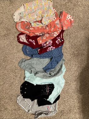 3M Baby Girl Onesie Bundle - Floral, Polka Dot & Stripe